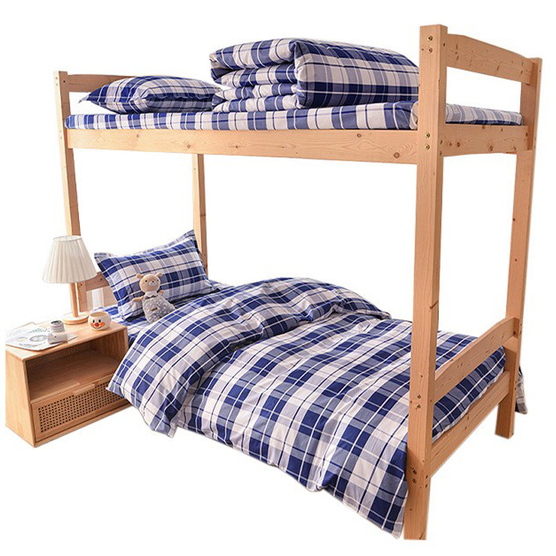 Juego de sábanas y funda nórdica de tres piezas, sábana ajustable de clase A, cama individual de dormitorio de algodón puro, ropa de cama escolar, ropa de cama para estudiantes