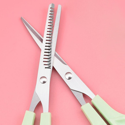 Stainless steel pet scissors dog hair shearing tool PP handle grooming scissors without hair jam flat shear crescent scissors cross-border