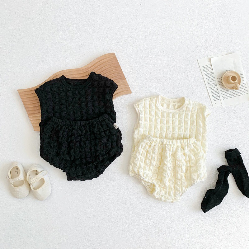 Female Baby's Chanel Style Sleeveless Vest Wrap Fat Clothes Two-piece Suit Baby's Summer Thin Clothes Newborn's Hare Clothes