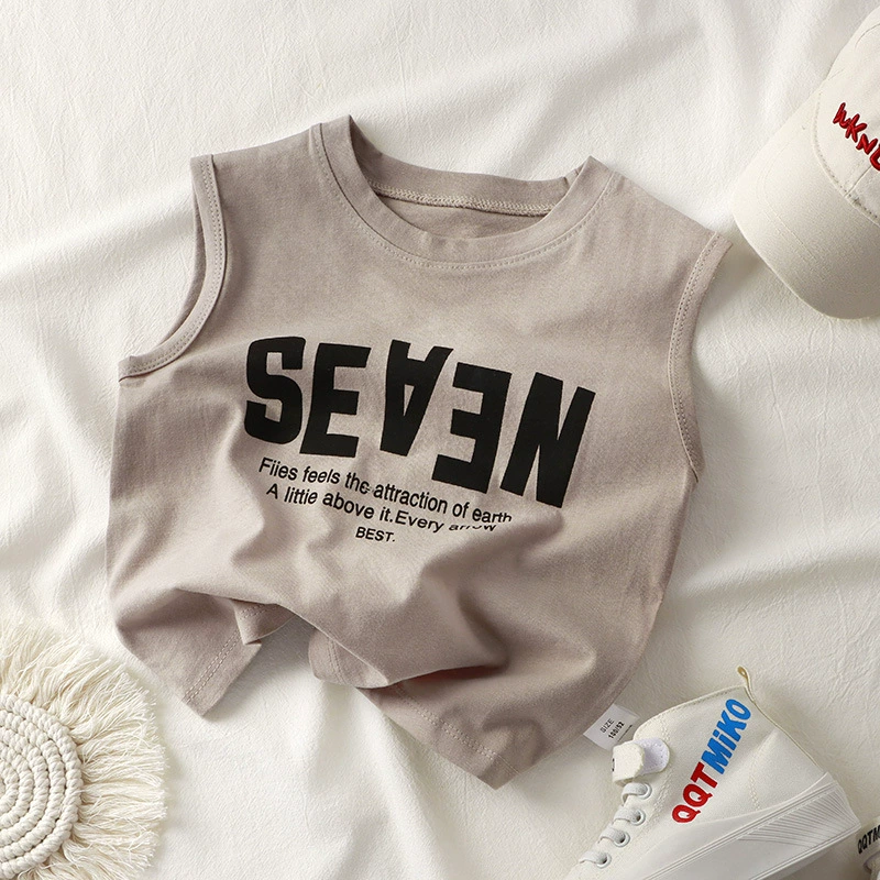 summer cotton vest for boys, Korean style sleeveless t-shirt, sizes 80–150 cm