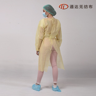 Dust-proof and anti-penetration disposable yellow non-woven fabric isolation clothing