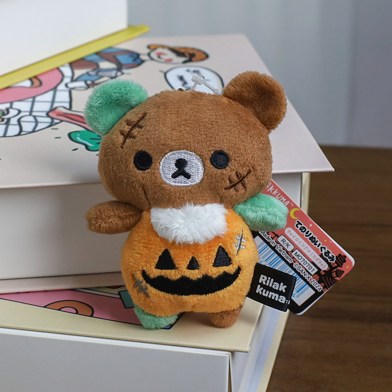 日系リラックマ20周年デパート店長ストラップ人形かわいい熊ミニぬいぐるみリュックサック飾り