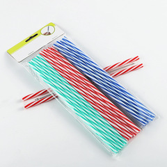 Factory Direct Supply Color Striped PP Plastic Rotating Screw Thread Rigid Reusable Straw Set