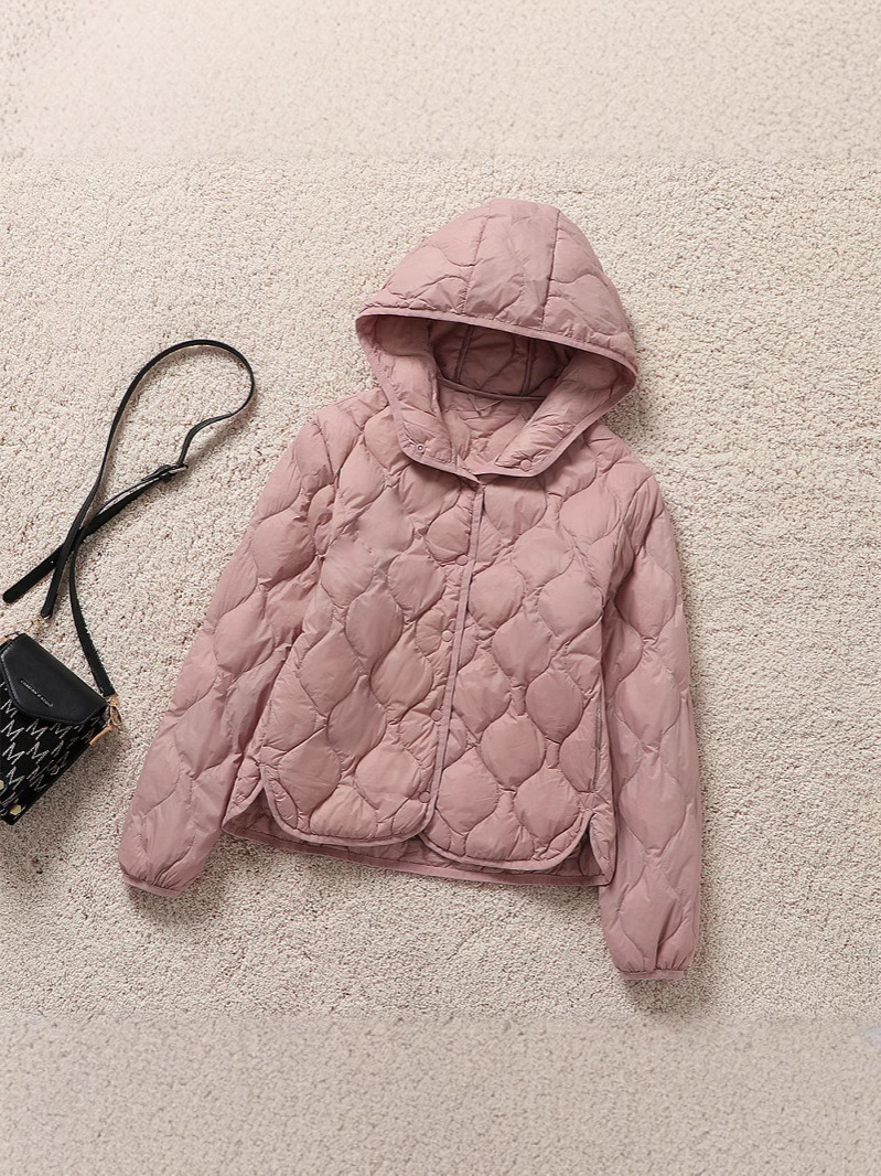 Nuevo ligero encapuchado otoño y invierno calabaza corta plumón chaqueta de mujer estilo coreano exterior calentamiento suelto chaqueta clásica universal
