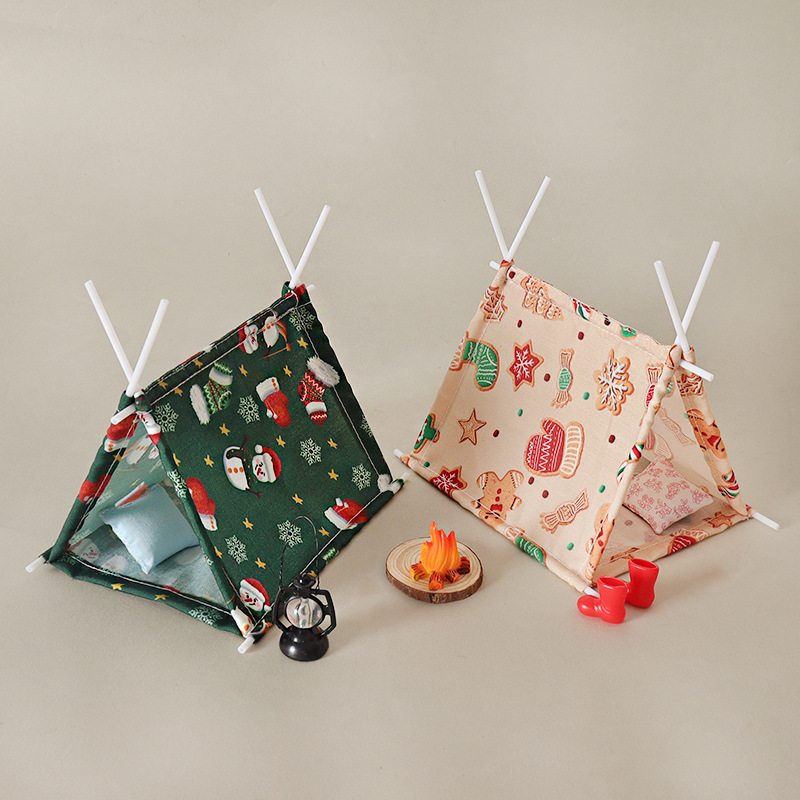 Miniature Dollhouse Tent Model Ornaments Handmade DIY Christmas Miniature Scene Decorations Outdoor Accessories