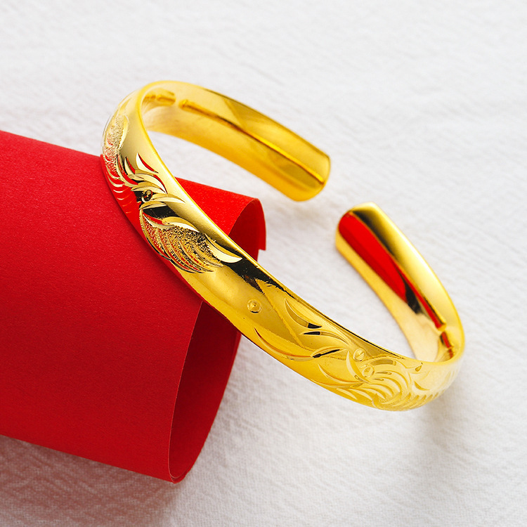 Shajin em todo o céu estrela suave dragão e fênix abertura pulseira simulação jóias de ouro 10n espessamento pulseira fornecimento ao vivo_voghion.com