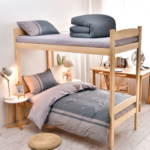 Set of three all-cotton student dormitory bedding items, minimalist style, including cotton sheets and duvet cover, group purchase wholesale, live streaming dropshipping