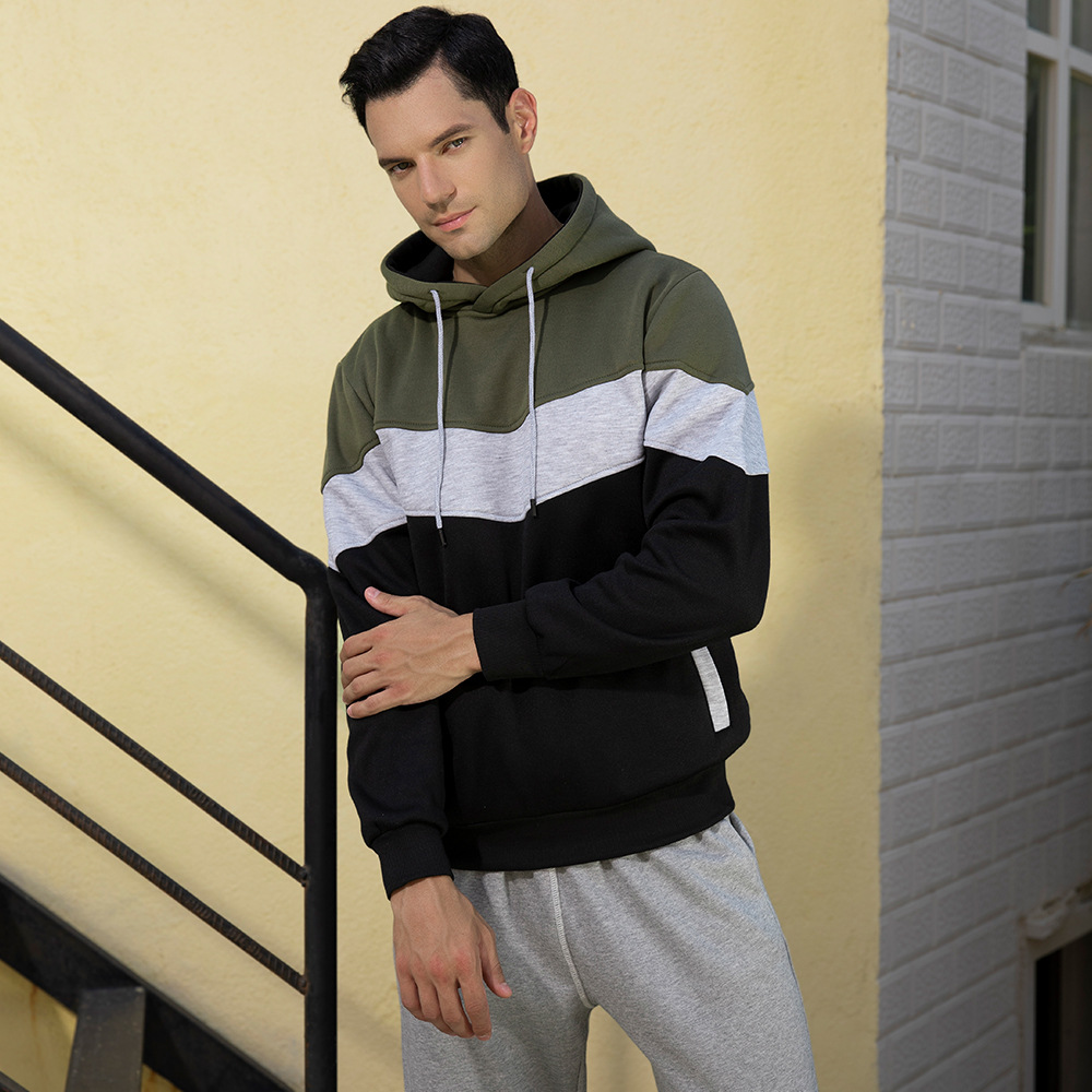 Men's Clothing Sweatshirt autumn and winter color matching sweatshirt retro trend loose large size pullover_voghion.com