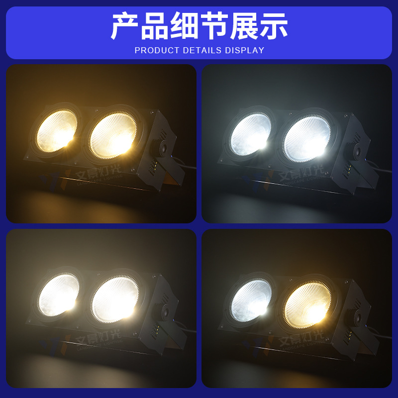 Wenjing etapa 200W dos ojos audiencia luz COB Luz de inundación par barra de luz rendimiento superficie luz 2-ojo Luz de relleno