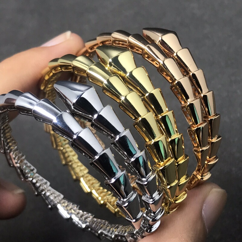 Cross-Border Baojia Snake-Shaped Smooth Bracelet for Women, Spring Snake Bone Sterling Silver Bracelet for Women, Dropshipping Source, Snake-Shaped Bracelet Design