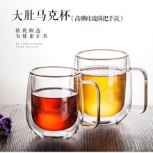 厂家批发双层玻璃杯男女咖啡杯办公室加厚耐热水杯带把茶杯马克杯