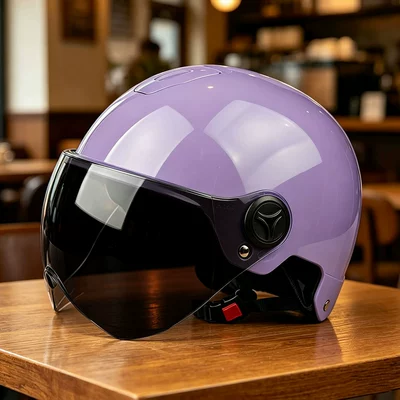 Riding Protection, Motosiklet kaskı (dəbilqə) - purple-brown-short-mirror