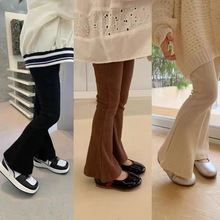 春秋女童装休闲裤宝宝洋气儿童个性潮牌韩版坑条打底裤时髦喇叭裤