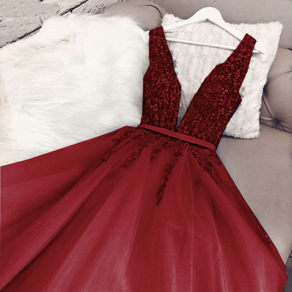 Comercio exterior europeo y americano Amazon AliExpress deseo nuevo profundo V pesado hecho a mano largo vestido de noche formal banquete