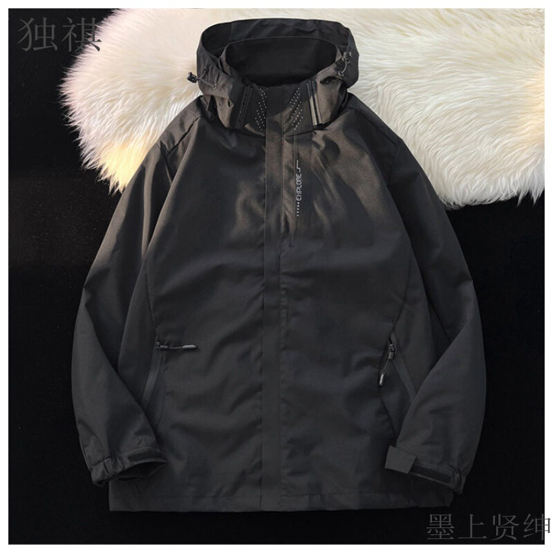 vintage American Style Charge Jacket Men's Japanese Style cityboy Couple's Functional Style Work Jacket Stand Collar Hooded