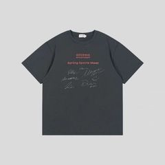 GOODBAI シグネチャープリント ラウンドネック オーバーサイズ 半袖 Tシャツ