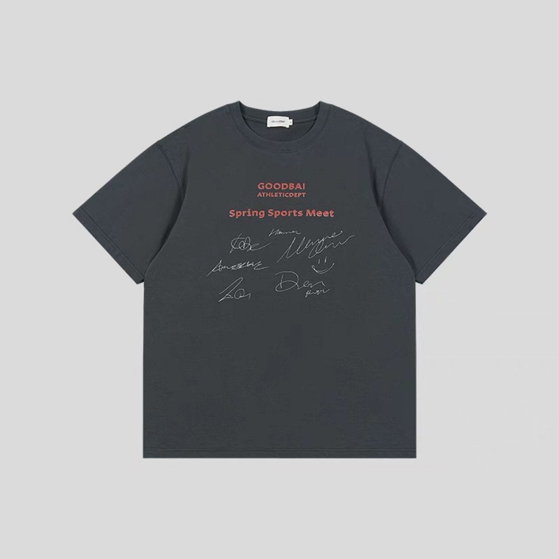 GOODBAI シグネチャープリント ラウンドネック オーバーサイズ 半袖 Tシャツ|undefined