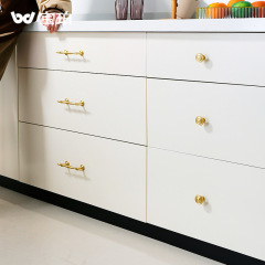 法式輕奢黃銅抽屜拉手圓球單孔現代簡約高檔衣櫃門把手櫥櫃長拉手