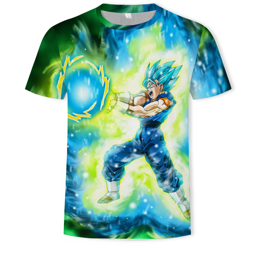 Nuevo producto AliExpress estilo explosivo tendencia super fuego anime serie Dragon Ball camiseta hombre impresión digital 3D dibujos animados europeos y americanos