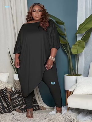 2PCS Set Women's Plus Size V Neck Casual Tops Smooth|ms