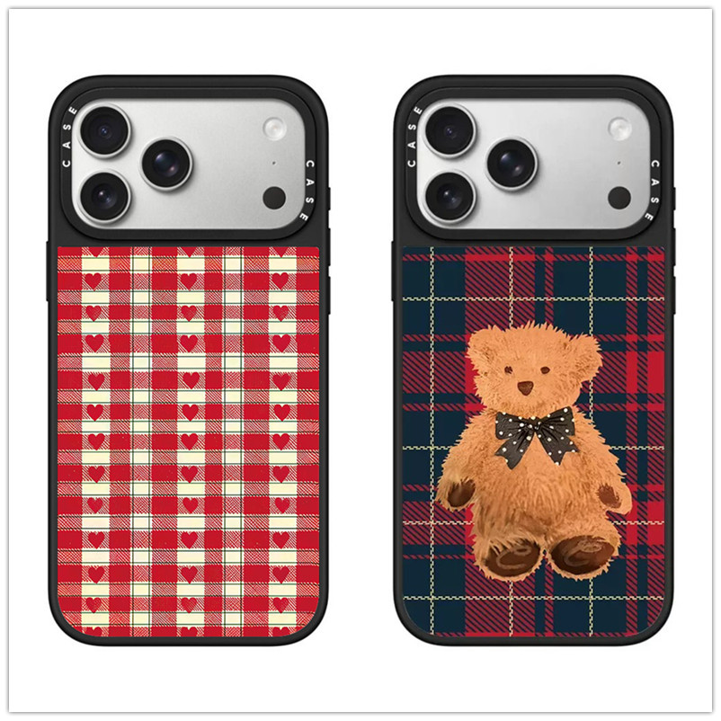 Plaid Bear Apple Mobile Phone Case Suitable for Iphone17 16 15 14 13Promax Anti-Fall Protective Case