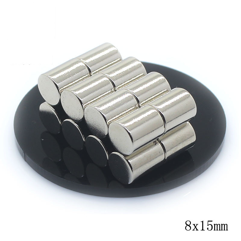 D8x15mm小圆柱形双面磁 8*15玩具磁力棒镀镍烧结钕铁硼现货批发
