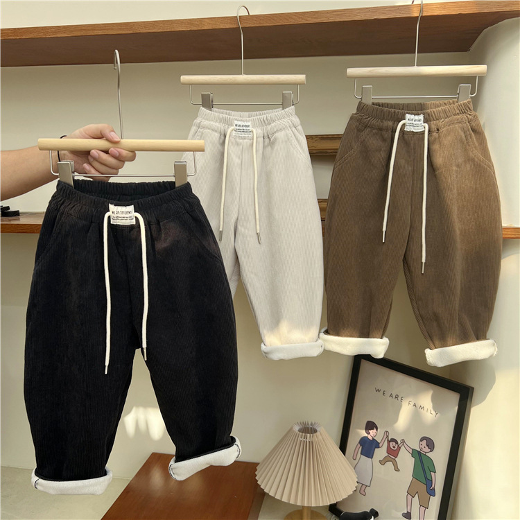 Bambini inverno un pezzo velluto a coste per ragazzi e ragazze coreani tinta unita etichetta lungo con velluto a righe dritto_voghion.com