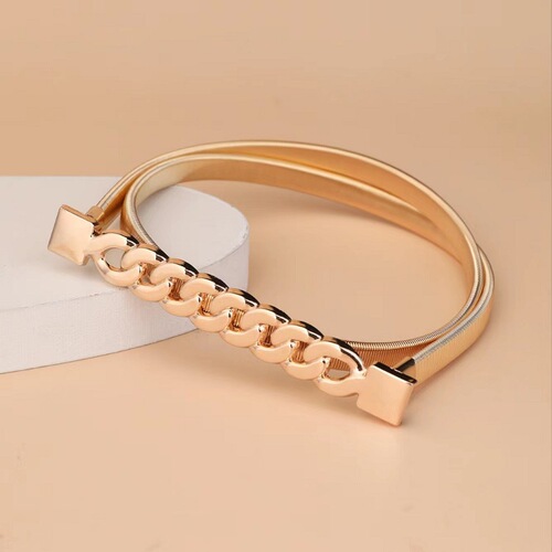 Metal elastic spring waist chain with rhinestones, fashion clothing accessories single circle waist chain, elastic sweater waist chain, thin style