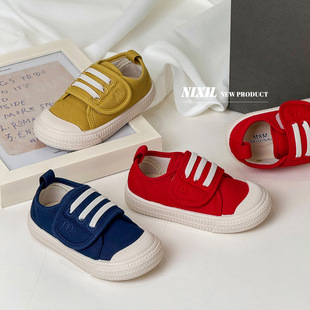 2025 New Autum Kidsren's Korean Style Pure Color Soft-Soled Casual Canvas Shoes Baby Toddler Shoes
