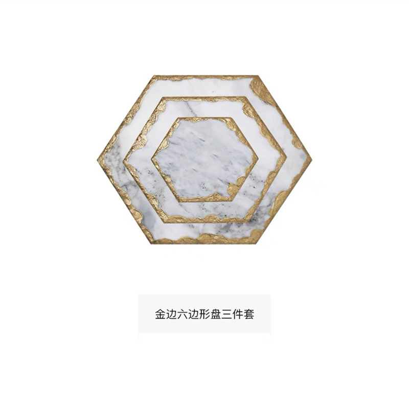 Nórdico ins estilo bandeja de mármol natural lujo oro borde placemat Coaster aislamiento vajilla suave accesorios Decoración