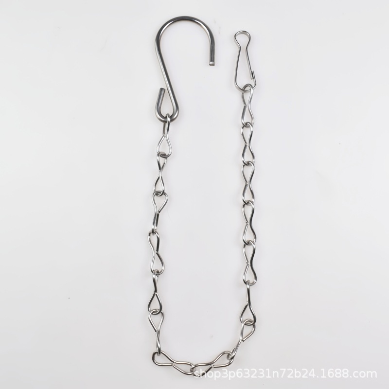 Acero inoxidable transfronterizo simple cadena de ocho macetas canasta de flores decoración jaula de pájaros doble 8 cadena de suspensión doble gancho placa de fuego cadena de ocho caracteres