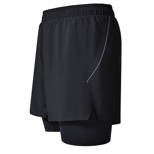 Lifestyle Men's Marathon Basketball Fitness Sweat-Wicking Quick-Drying Shorts Double Layer Pajama Style Elastic Pockets Sports Pants