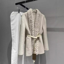 大牌双面羊绒上衣女2024新款大衣外套女秋冬高级感水貂领呢子外套