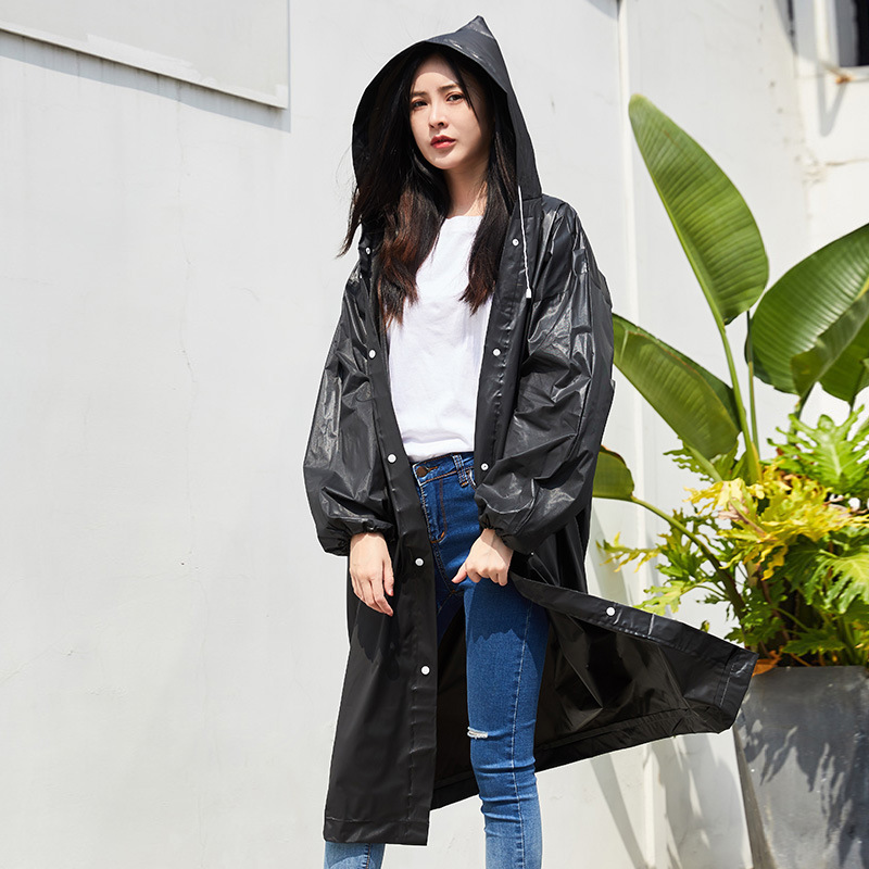 Impermeable eva no desechable engrosado, portátil para adultos, hombres y mujeres, al aire libre, impermeable, cuerpo largo, grueso