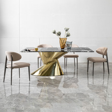 奢华大理石餐桌luxury不锈钢饭桌设计师高端餐厅家具酒店宴会桌