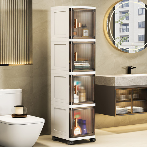 25-30 inches wide single door slot storage cabinet home storage shelf miscellaneous storage box transparent plastic cabinet