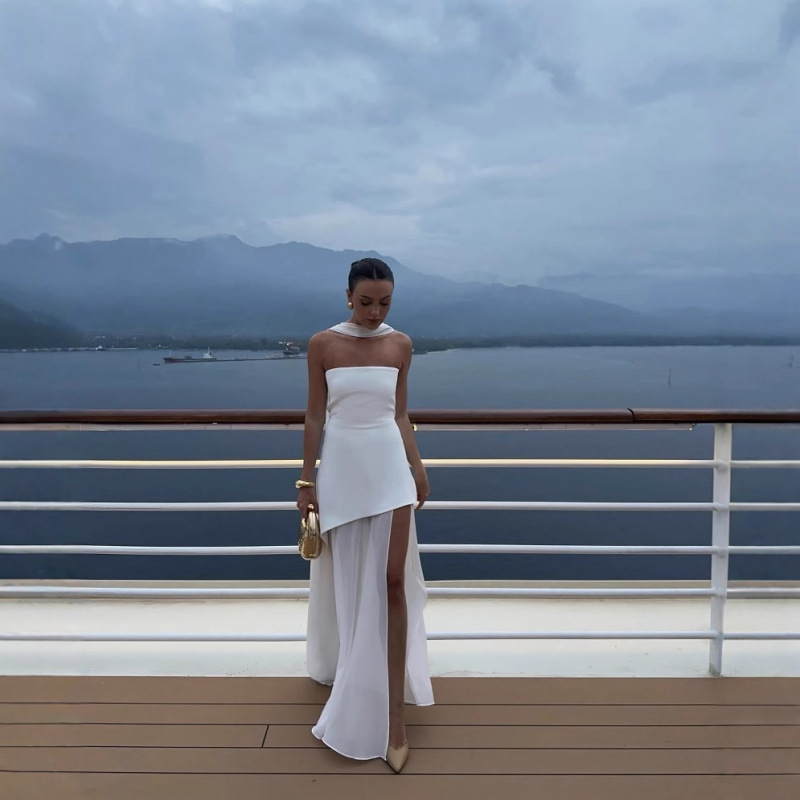 Cross-Border European and American Women's Clothing, Aliexpress Hot-Selling Style, Stylish and Fashionable Tube Top One-Shoulder Sleeveless Dress Cross-Border European and American Women's Clothing, Aliexpress Hot-Selling Style, Stylish and Fashionable Tube Top One-Shoulder Sleeveless Dress