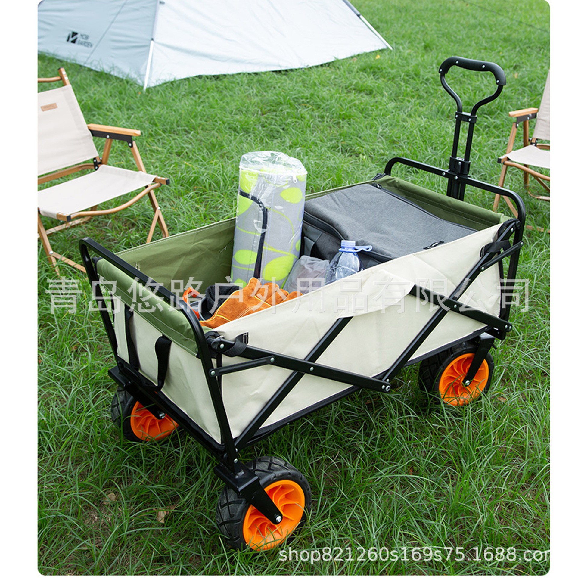 悠路户外野营便携折叠工具布兜车多功能杂物购小推车FW3015
