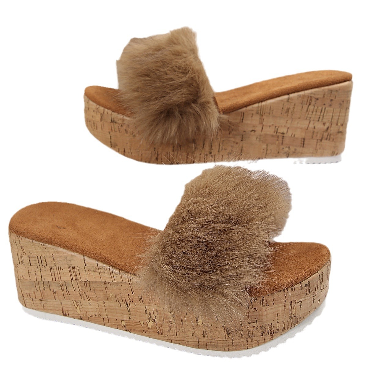 Woolly Lined Platform Slippers,Autumn Women's Wedge Heel, Plus Size, Thick Sole, Lazy Slippers._voghion.com