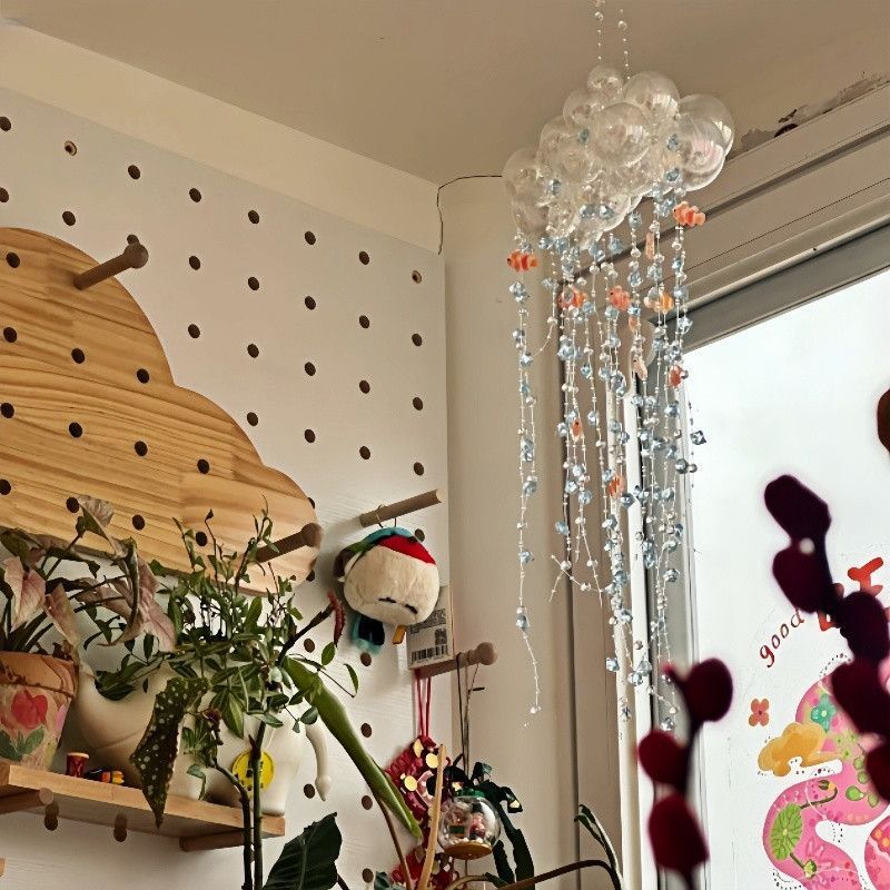 Mori Style Fantasy Fish Cloud Material Bag Handmade Gift Ins Style Holiday Decoration Wind Chimes Pendant Creative Jewelry