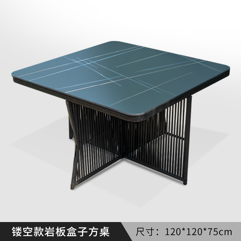 Nórdico de gama alta patio al aire libre cuerda tejida mesa y silla casa pequeña silla combinación patio jardín sillón mesa individual y silla