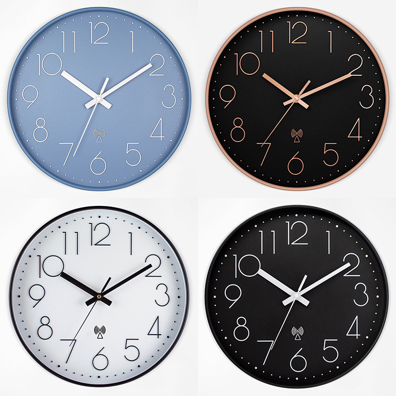 12寸电波钟挂钟自动对时钟表跨境石英钟亚马逊爆款德国日本中国