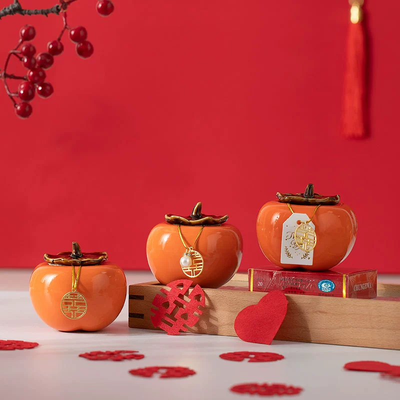 Счастливая хурма Коробка конфет Ручная Подарочная коробка Украшения Пустая коробка Свадебные конфеты Горшок хурма Руи Свадебные обручальные украшения