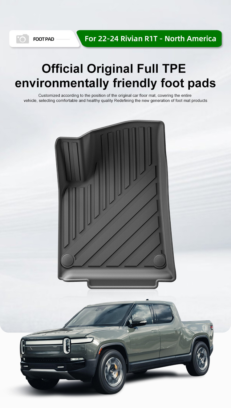 Car floor mats for 22-24 Rivian R1T, TPE