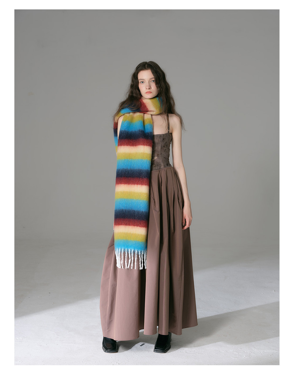 Sciarpa a righe dopamine donna imitazione cashmere morbido collo_voghion.com