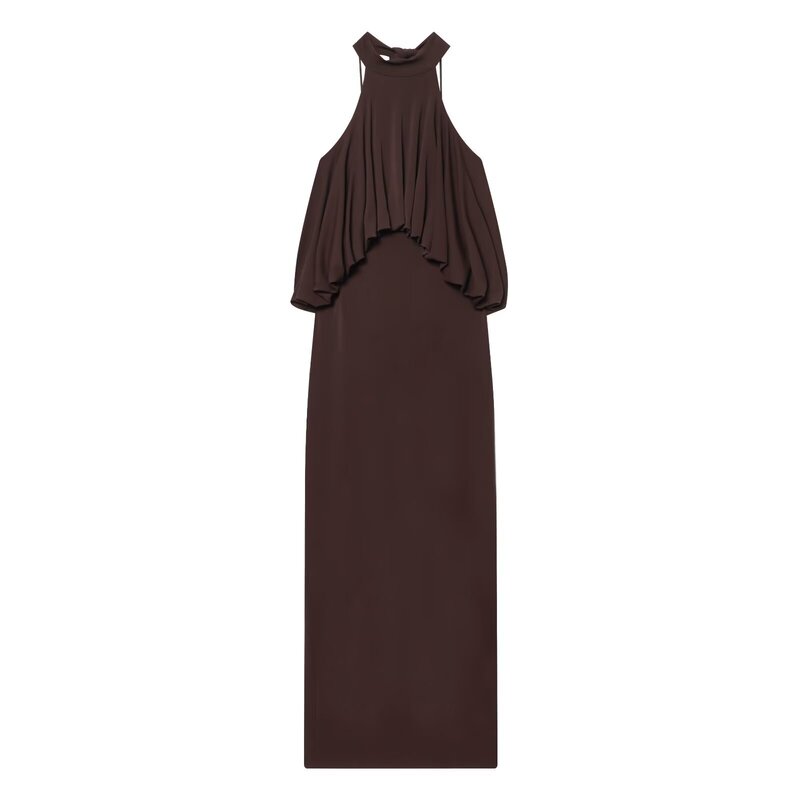 Cross-Border European and American Style Foreign Trade Women's Clothing 2026 American-Style Halter Neck Faux Two-Piece Dress Sleeveless Long Midi Dress