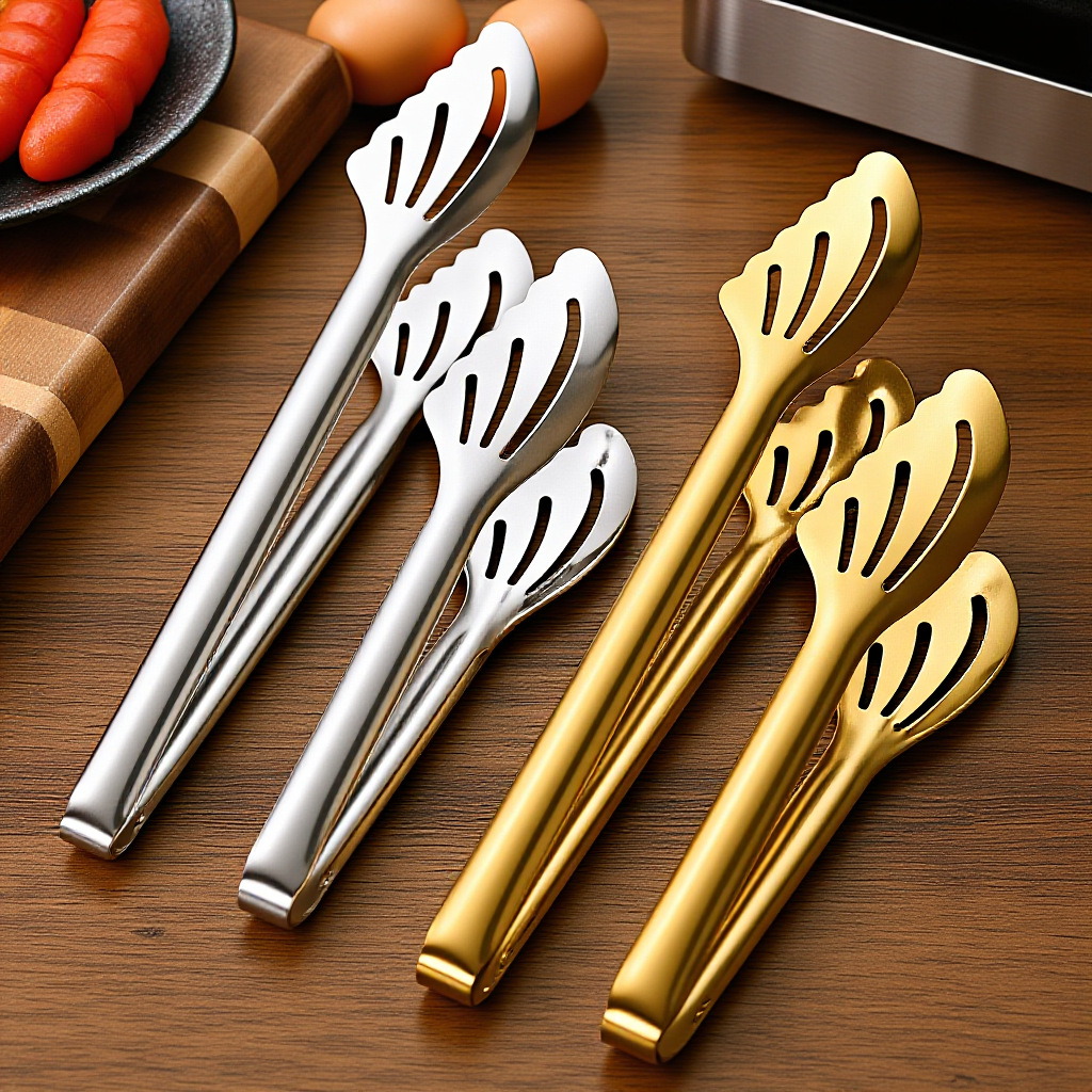 Stainless Steel Butterfly Anti-Scalding Tongs, Barbecue Tongs, High-End Hotel Gold-Plated Steak Meat Tongs, Bread Dessert Tongs, Food Tongs