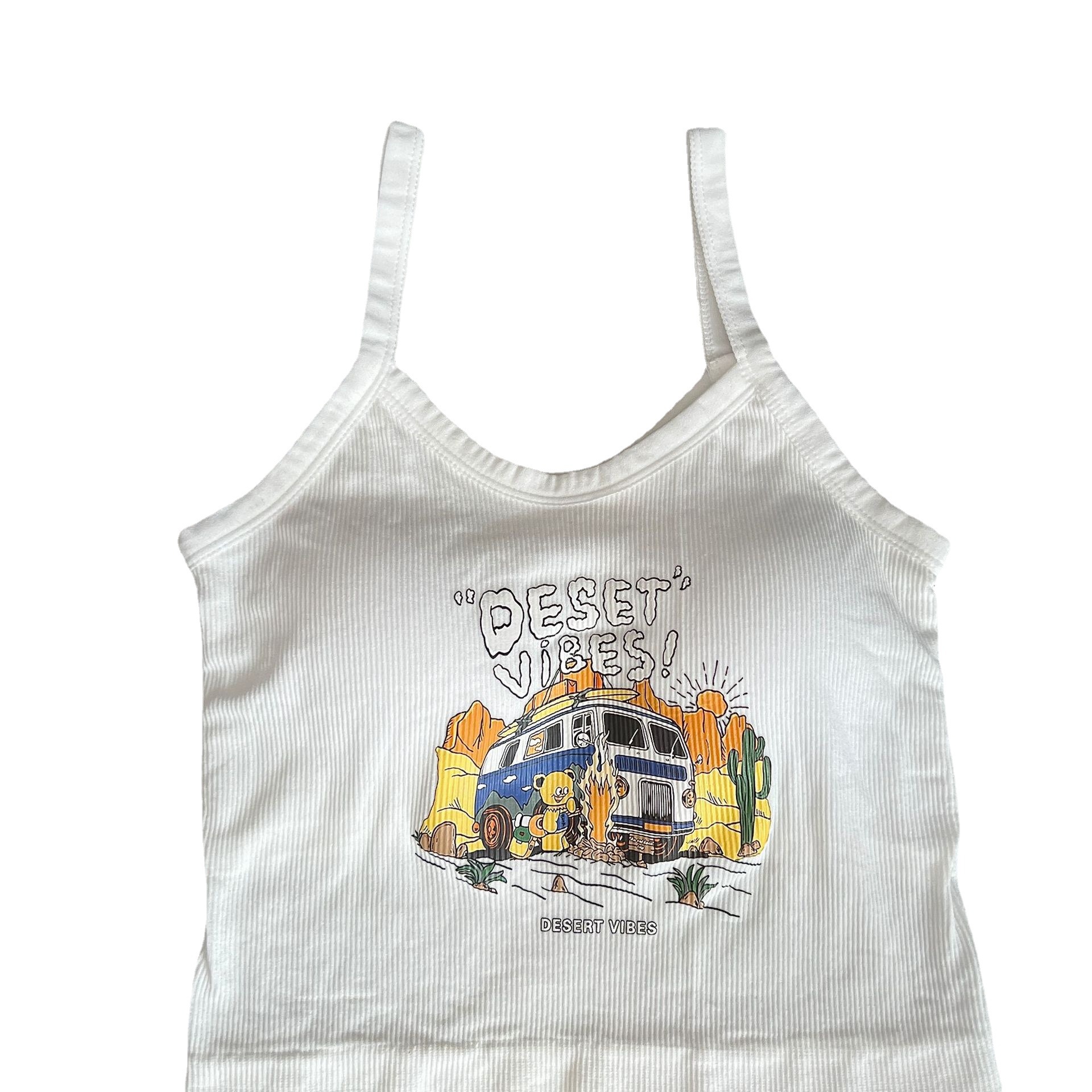 La primavera y el verano de estilo americano impreso carta bottoming camisola con almohadilla en el pecho desgaste exterior hermosa espalda chica caliente recortada superior