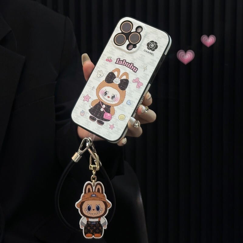 Chanel Labubu Bracelet-Style Case Suitable for Apple 13 Pro Max New Phone Model 15 Pro Max Simple and Durable