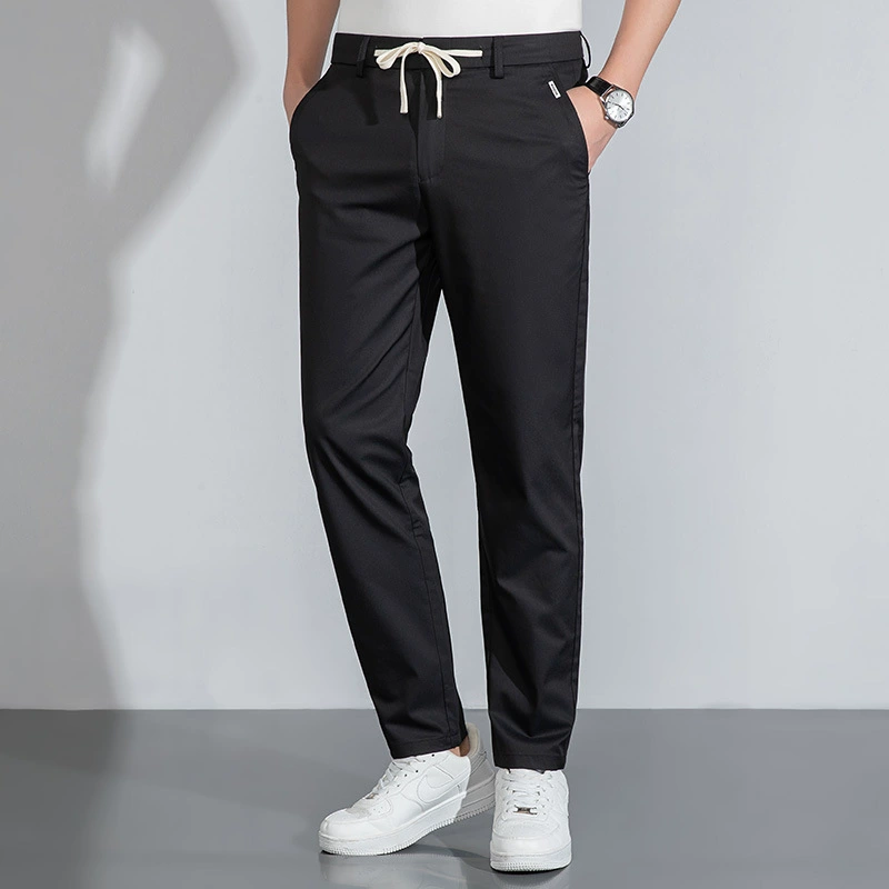 Мужские повседневные брюки из тонкого бамбукового волокна, летние антибактериальные свободные брюки, укороченные брюки для молодых мужчин